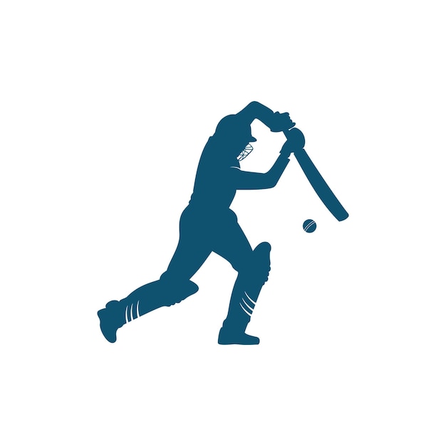 Batsman die cricket speelt. Cricket competitie logo. Gestileerd cricketspelerkarakter voor websiteontwerp.