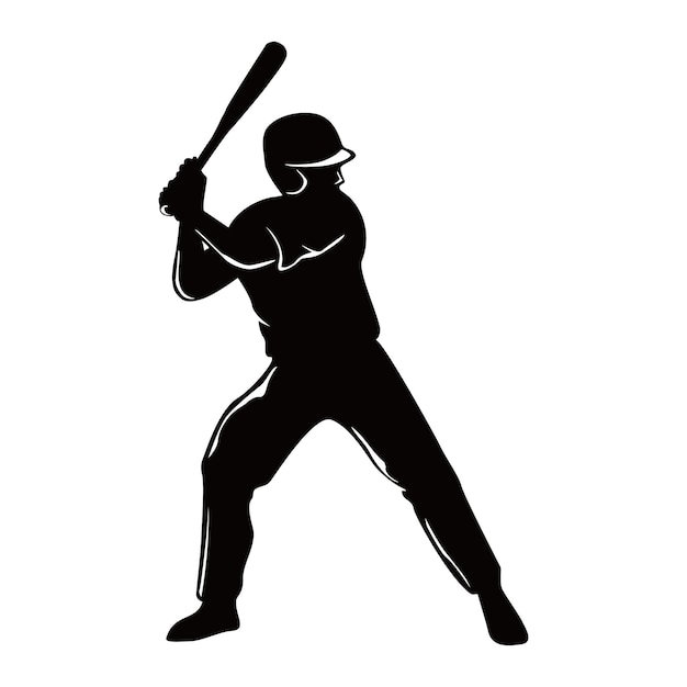 Il disegno della silhouette del battitore, il segno e il simbolo dell'icona del giocatore di baseball