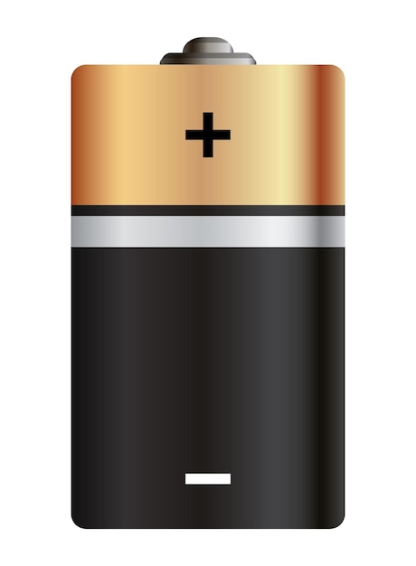 Batterij Glanzend goud en zwart realistische alkaline of oplaadbare batterij Ontwerp blanco mockup sjabloon voor branding Vector grafisch element geïsoleerd op wit