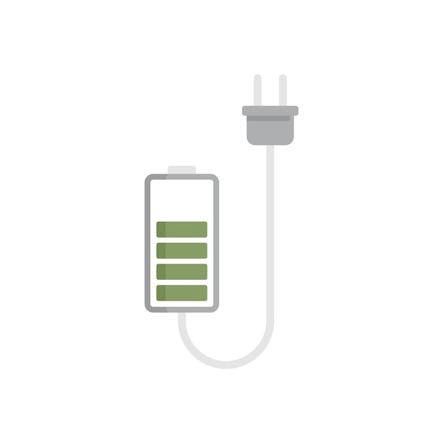 Batterij opladen plug pictogram vlakke afbeelding van batterij opladen plug vector pictogram geïsoleerd op een witte achtergrond