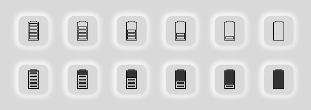 Batterijniveaupictogram Niveau energie-accumulator mobiele telefoon vector Web lithiumbatterij