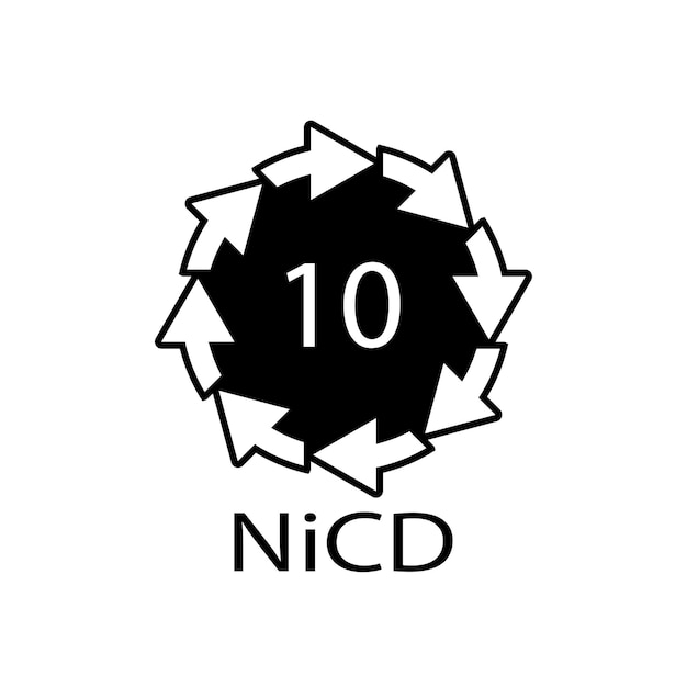 Batterijrecyclingcode 10 NiCD Vectorillustratie