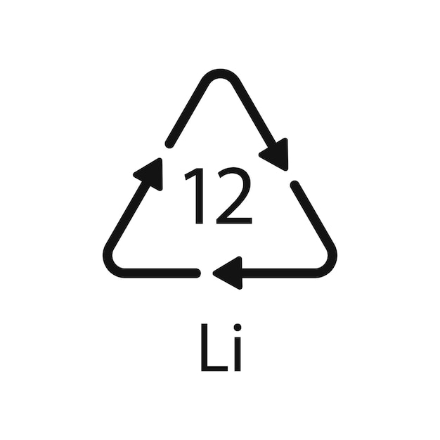 Batterijrecyclingsymbool 12 Li Vectorillustratie