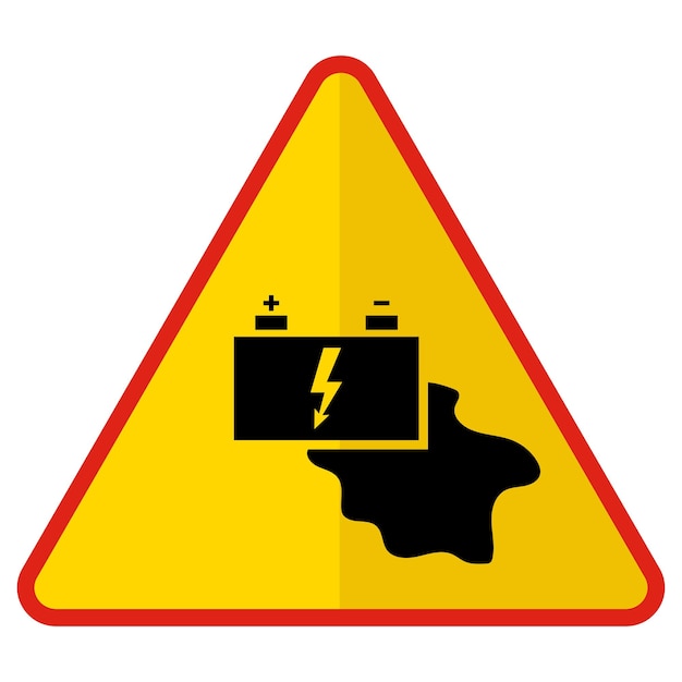 Vector battery acid concept moderne verkeersgeleidingswaarschuwing regelgevende en herkenbare verplichte bewegwijzering