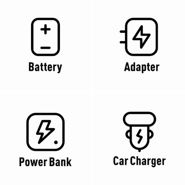 Vector battery adapter power bank car charger vector information signs