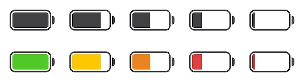 Icone vettoriali del livello di carica della batteria