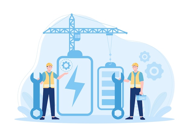 Battery capacity improvement trending concept flat illustration