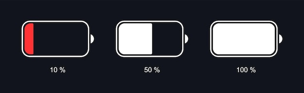 Vector battery charge indicator icons phone charge level