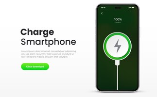 Battery charging process. phone charge showing on smartphone screen. plugged and charging phone.