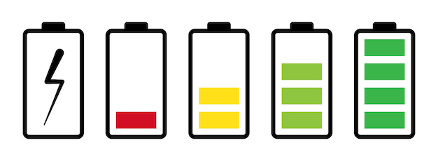 Vector battery charging time laps symbol set battery charge indicator vector design