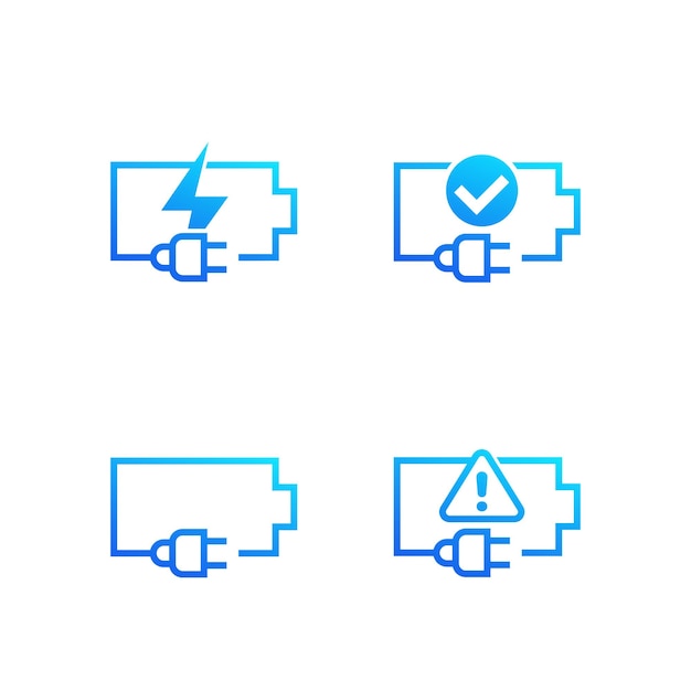 Battery and electric plug icons on white