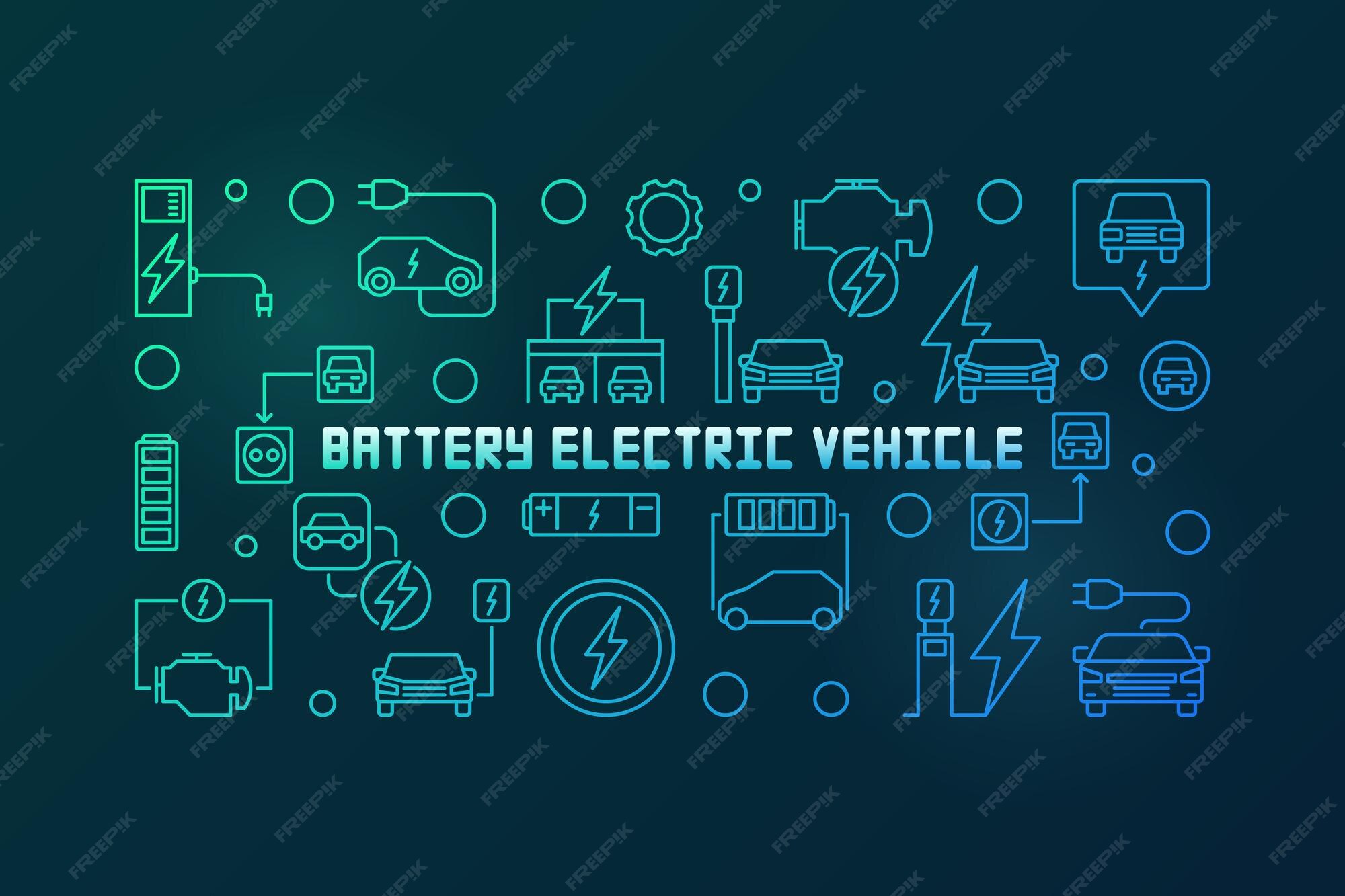 Premium Vector Battery electric vehicle vector colored linear