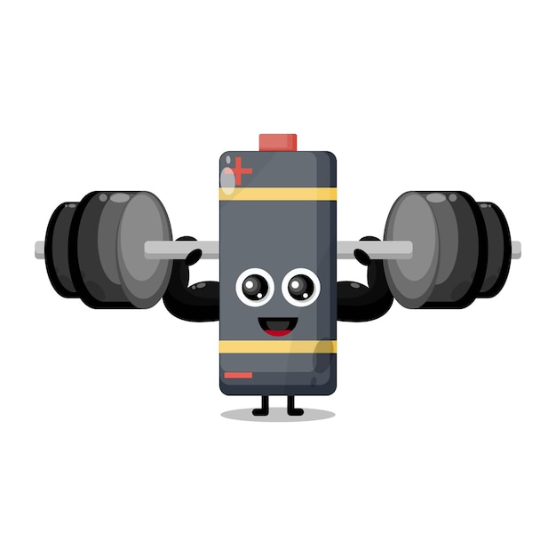 Batteria fitness bilanciere simpatico personaggio mascotte