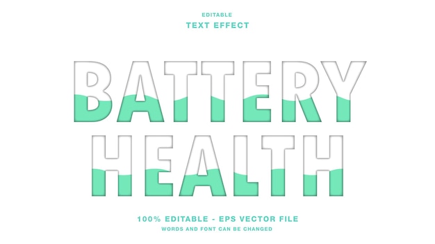 Effetto di testo modificabile in stile rilievo per la salute della batteria