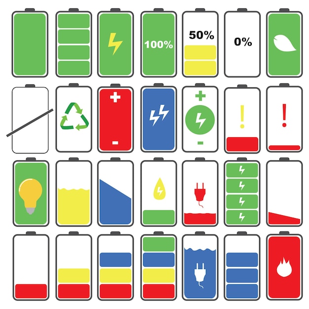 벡터 배터리 아이콘 컬렉션