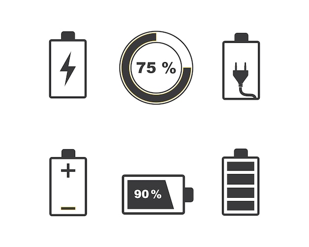 Vettore vettore dell'illustrazione del logo dell'icona della batteria