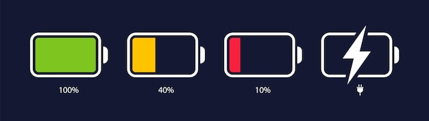 Vector battery icons battery charge level phone charge indicator