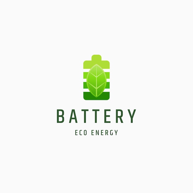 Battery and leaf eco nature energy logo icon design template vector