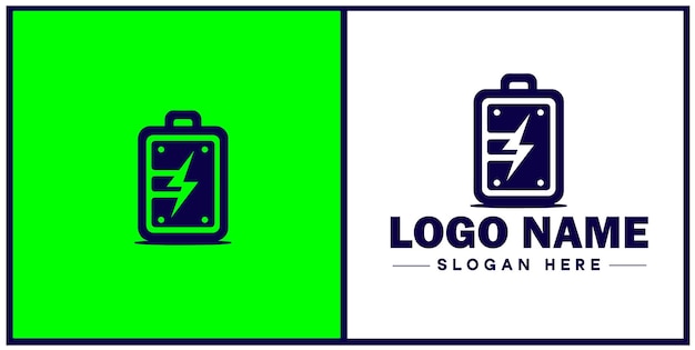 Battery logo icon vector for business brand app icon power charging bolt electric recharge battery logo template