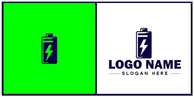 Battery logo icon vector for business brand app icon power charging bolt electric recharge battery logo template