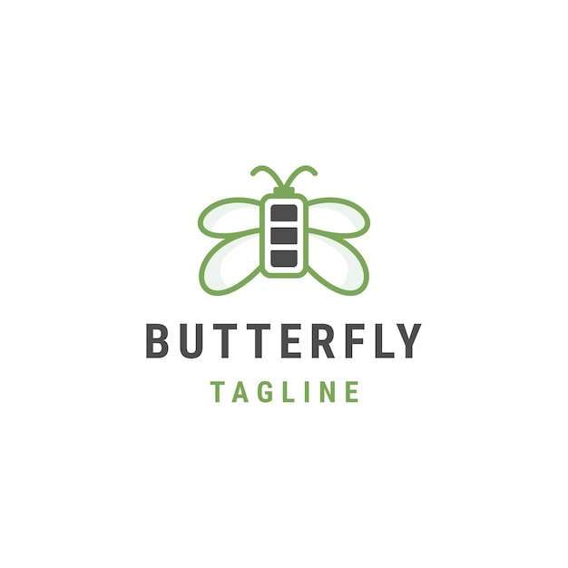 Battery logo in the shape of a butterfly