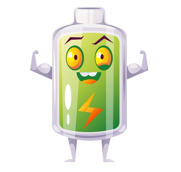 Battery recharge cartoon energy indicator concept graphic design illustration