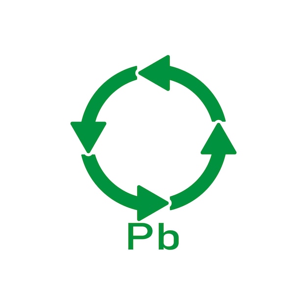 Segno di illustrazione vettoriale pb di riciclo della batteria