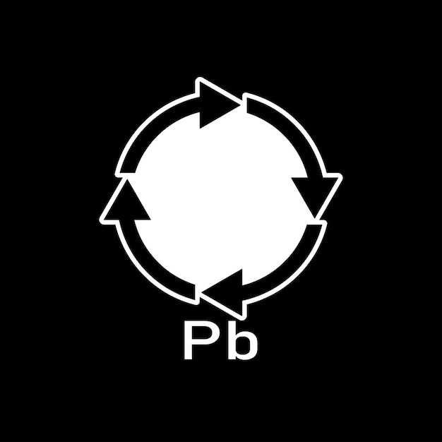 Vettore segno di illustrazione vettoriale pb di riciclo della batteria