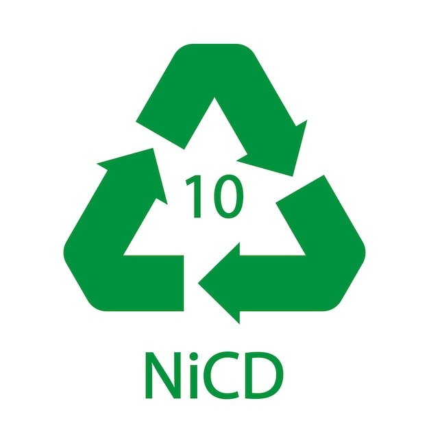 Battery recycling code 10 nicd vector illustration