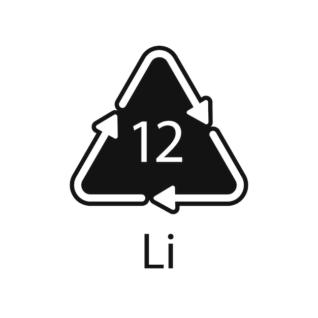 Battery recycling symbol 12 Li Vector illustration