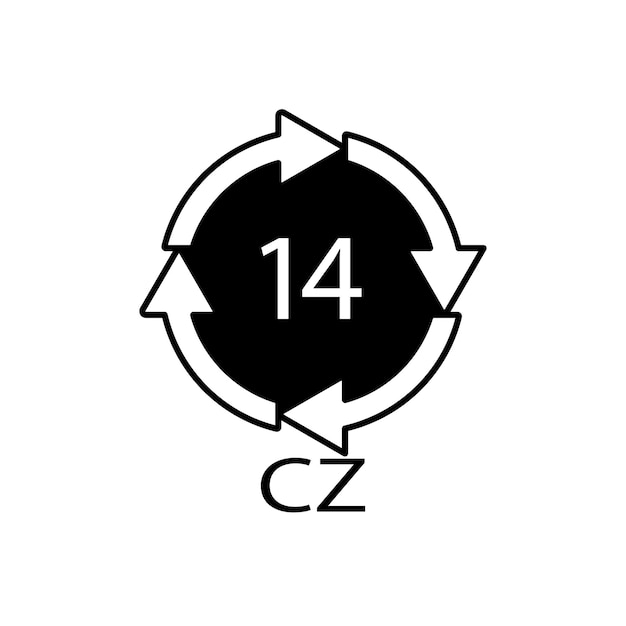Battery recycling symbol 14 CZ Vector illustration