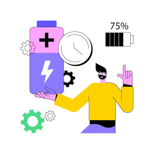 Illustrazione vettoriale del concetto astratto di autonomia della batteria