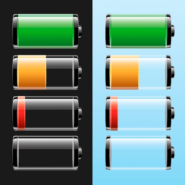 Battery set wth different charge levels