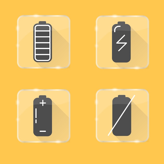 Battery silhouette icon set