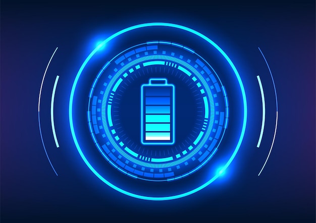 Vector battery technology inside of high tech circle it is a technology that allows power to work