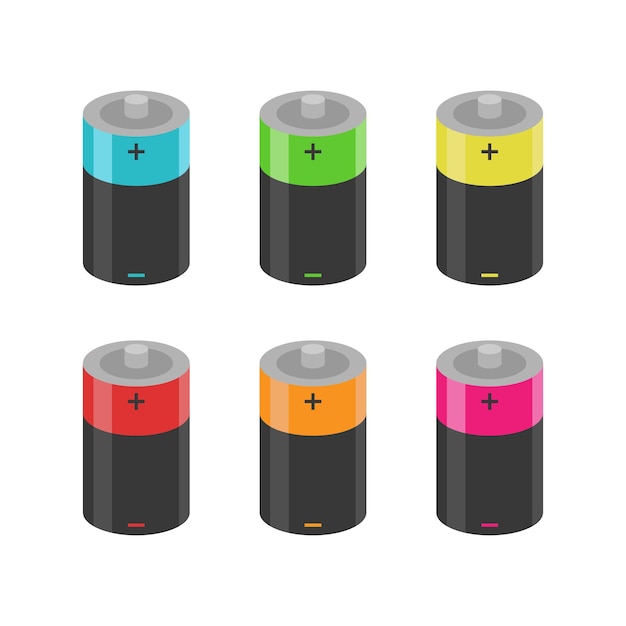 Vector battery vector icon set on white background