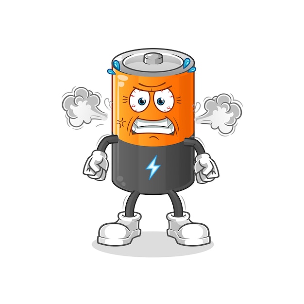 Battery very angry mascot. cartoon