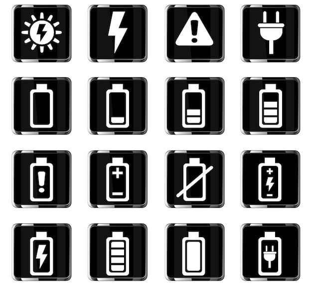 Vector battery web icons for user interface design