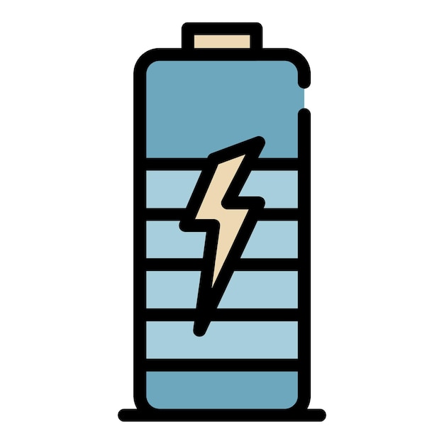 Battery with lightning icon Outline battery with lightning vector icon color flat isolated