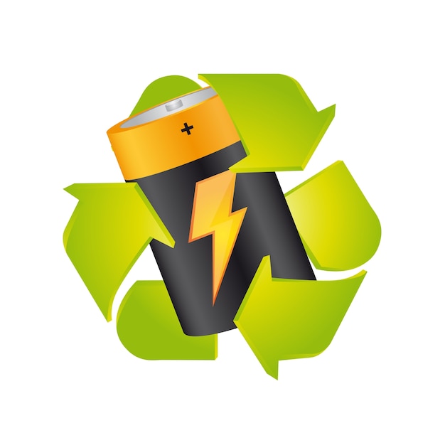 battery with recycle sign isolated 