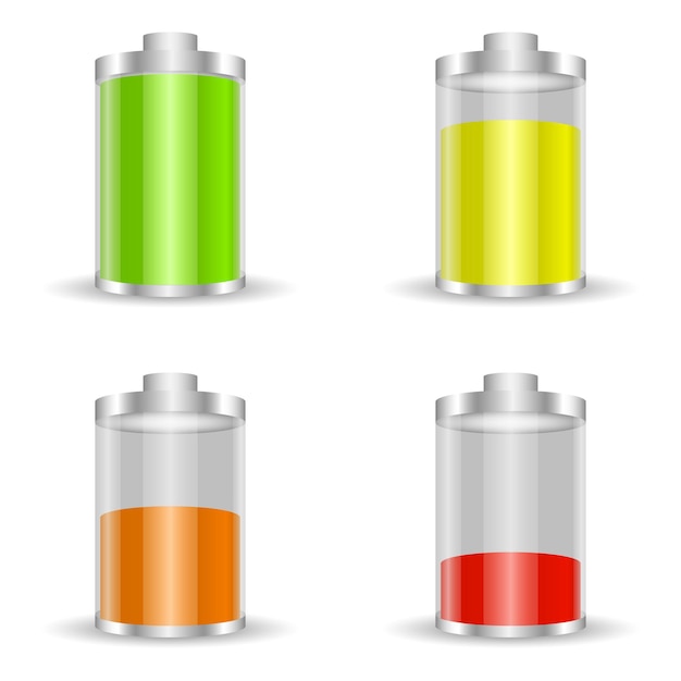 Vector battery with various loads and colors battery icon