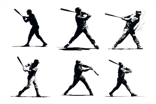 Vector batting baseball player silhouette