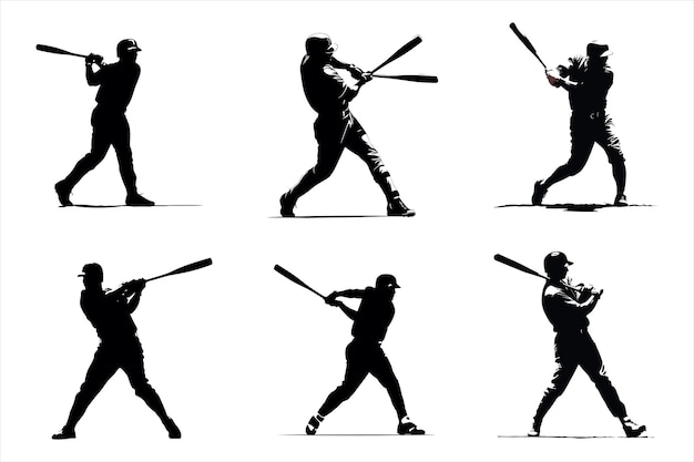 Vector batting baseball player silhouette