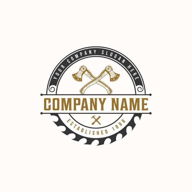 Battle axe carpentry retro vintage brand identity design