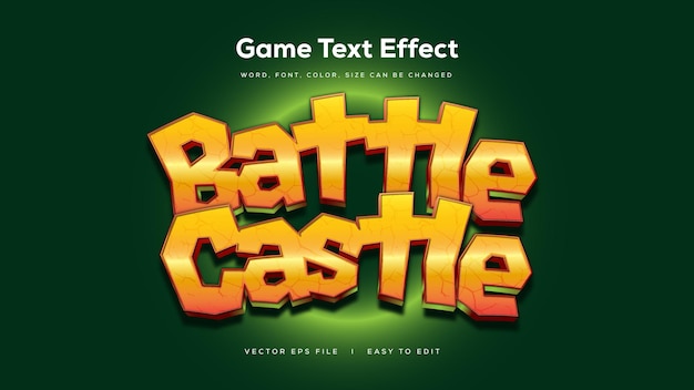 Vector battle castle-spel teksteffect cartoonstijl bewerkbaar