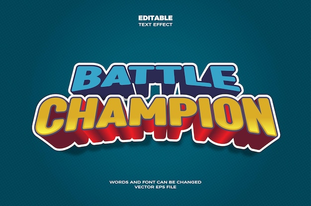 Vector battle champion 3d banner text effect