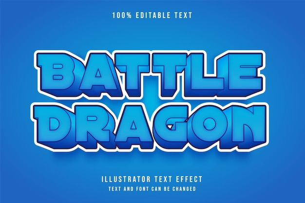 Battle Dragon, 3d bewerkbaar teksteffect blauw gradatie komisch schattig stijleffect