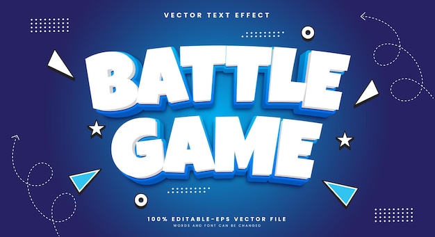 Боевая игра в стиле мультфильма 3D Редактируемый текстовый эффект Шаблон премиум-вектор