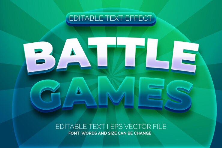 Vector battle games simple cartoon 3d editable text effect