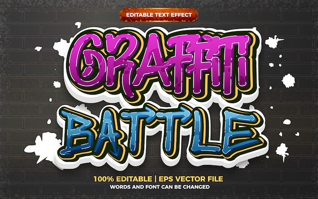 Vector battle graffiti art style logo editable text effect 3d